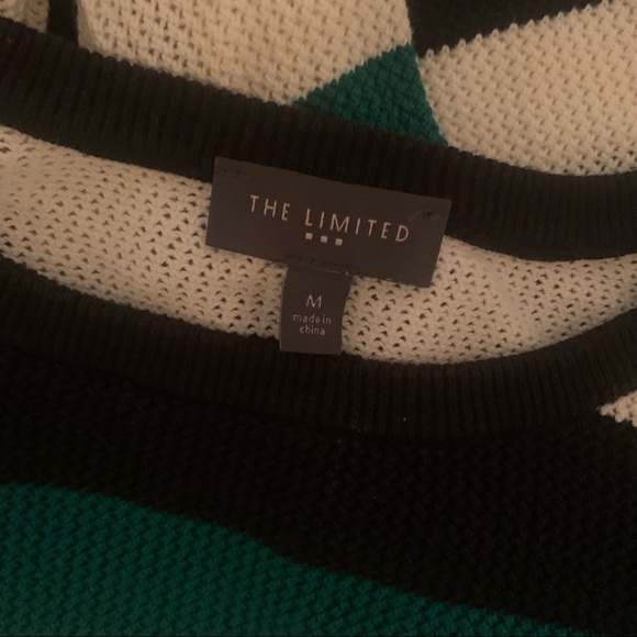 White, Green, Black Stripe Textured Sweater - Picture 3 of 5